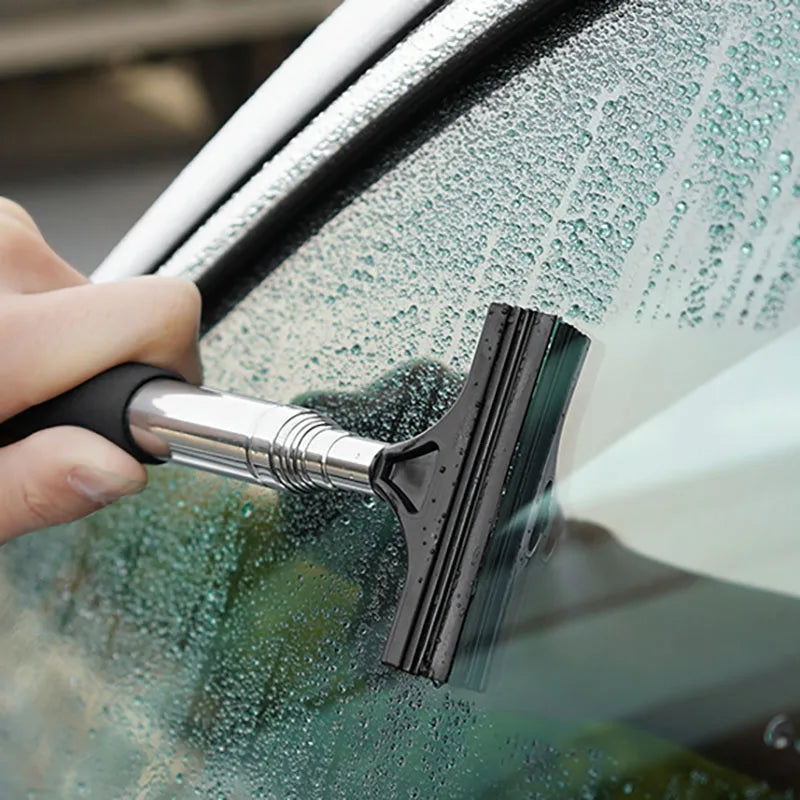 Telescopic Car Rearview Mirror and Window Cleaning Tool with Scraper and Handle