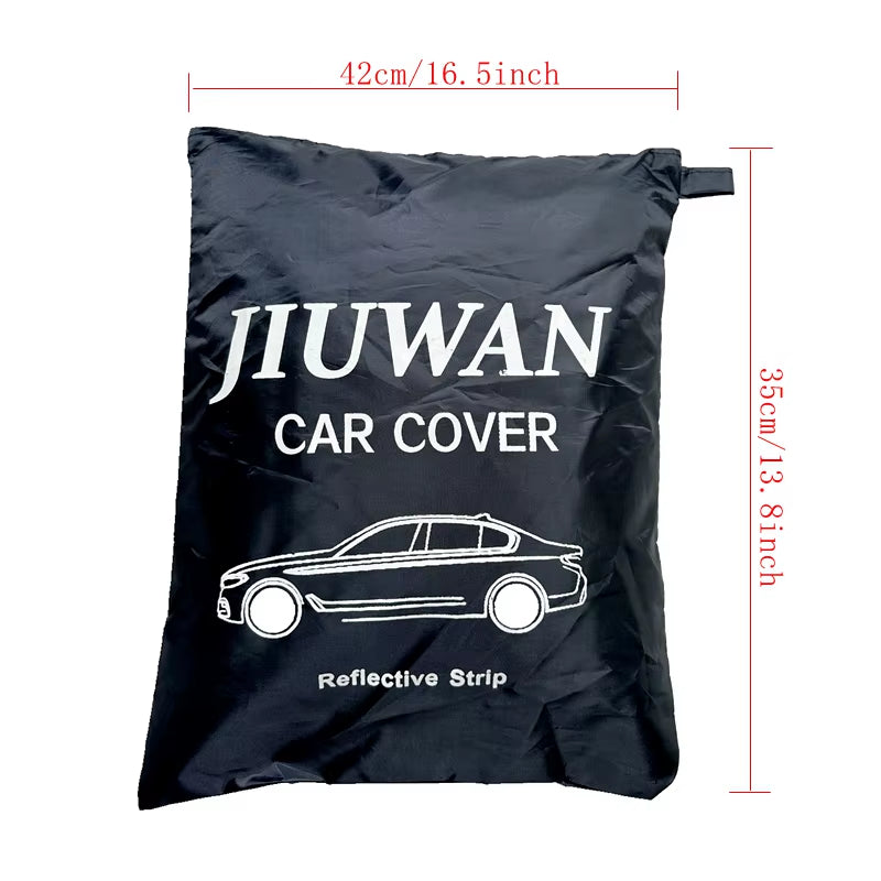 Premium Full Exterior Car Cover - Black Auto Protection with Reflective Strips, Dustproof and Sunshade, Universal Fit for Hatchback, Sedan, and SUV