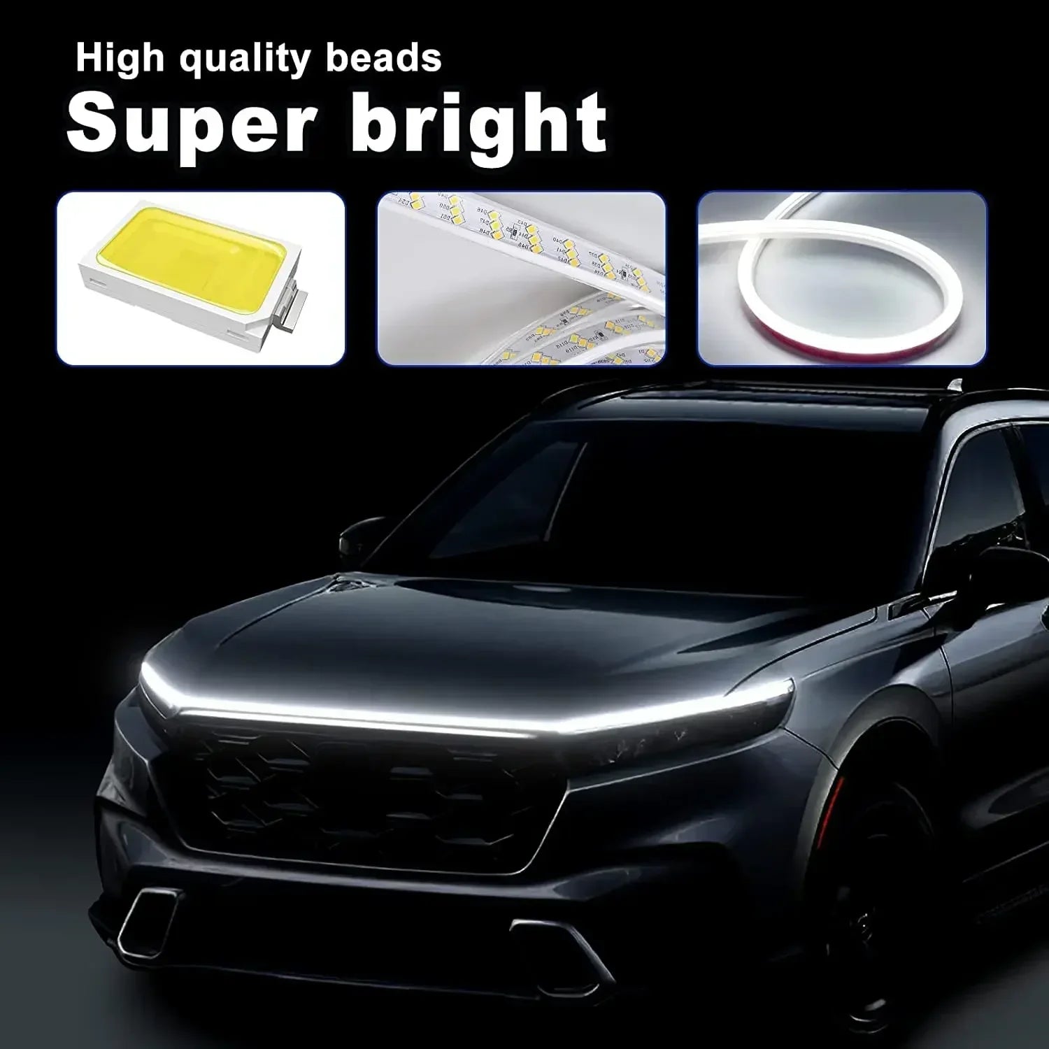 LED Car Daytime Running Light Strip Start Scan Yellow Turn Signal Indicator Headlight Car Hood Decorative Light Universal 12V - DriveNova