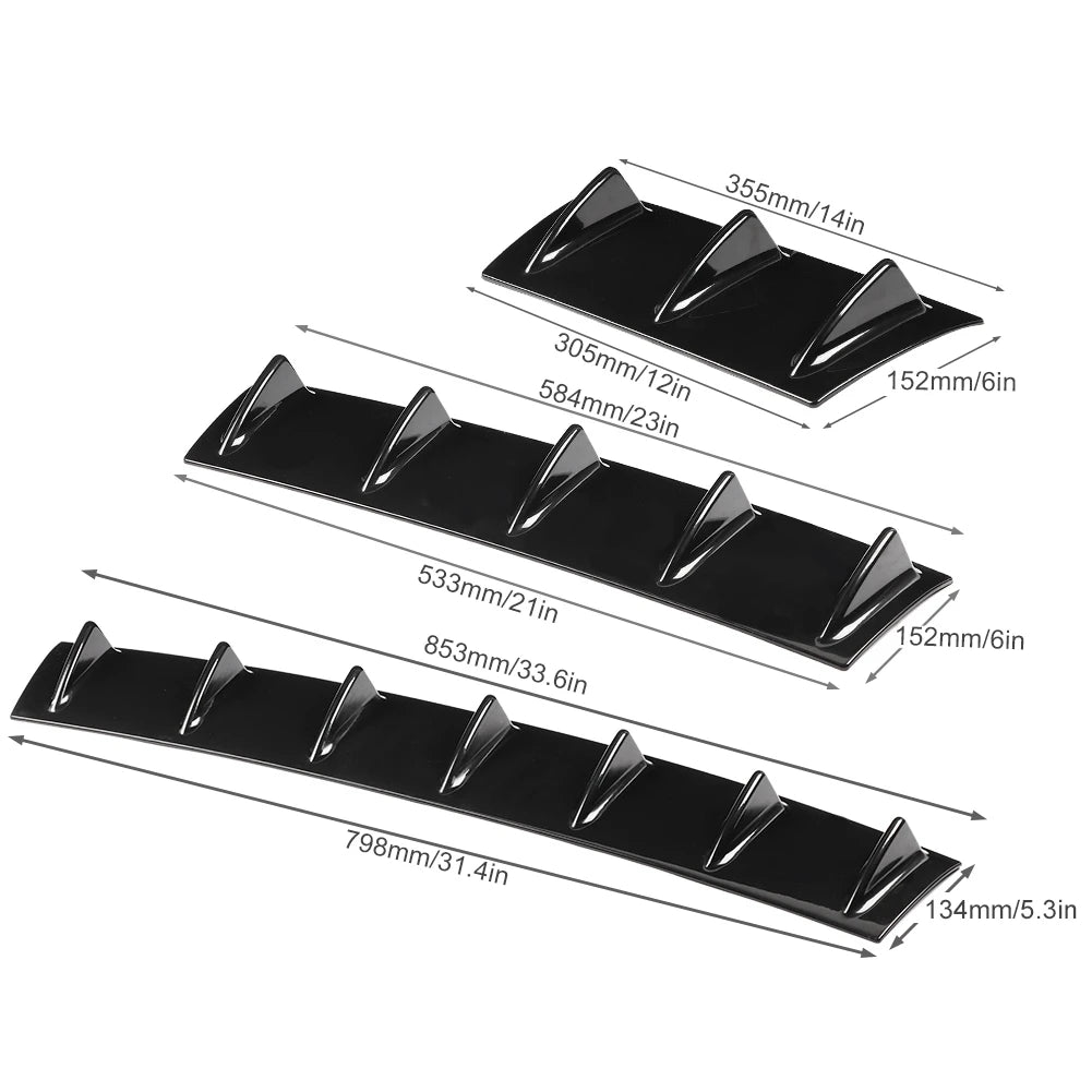 Universal Rear Bumper Diffuser with Chassis Fin Spoiler Wing Lip