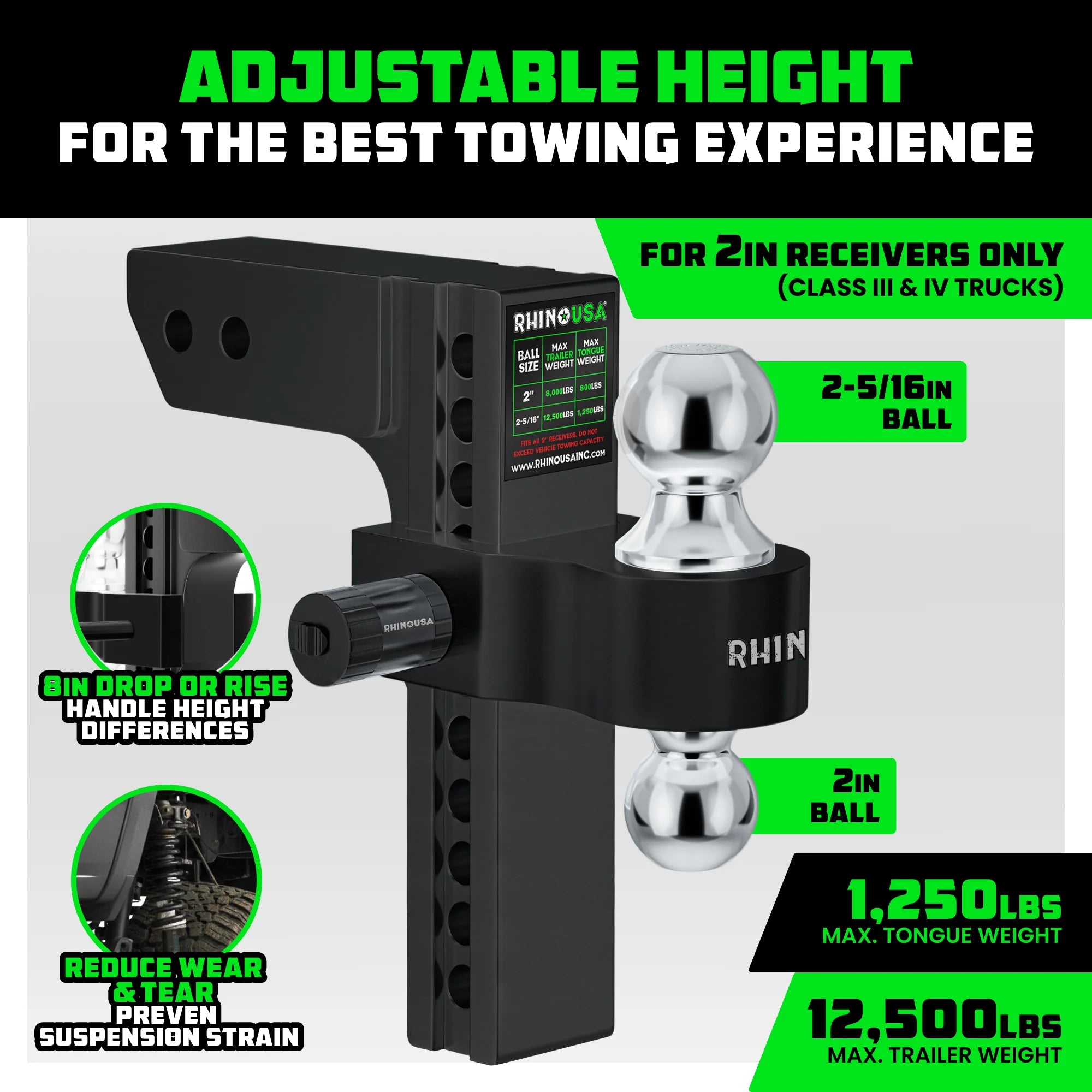 Adjustable Drop Hitch for 2-Inch Receivers