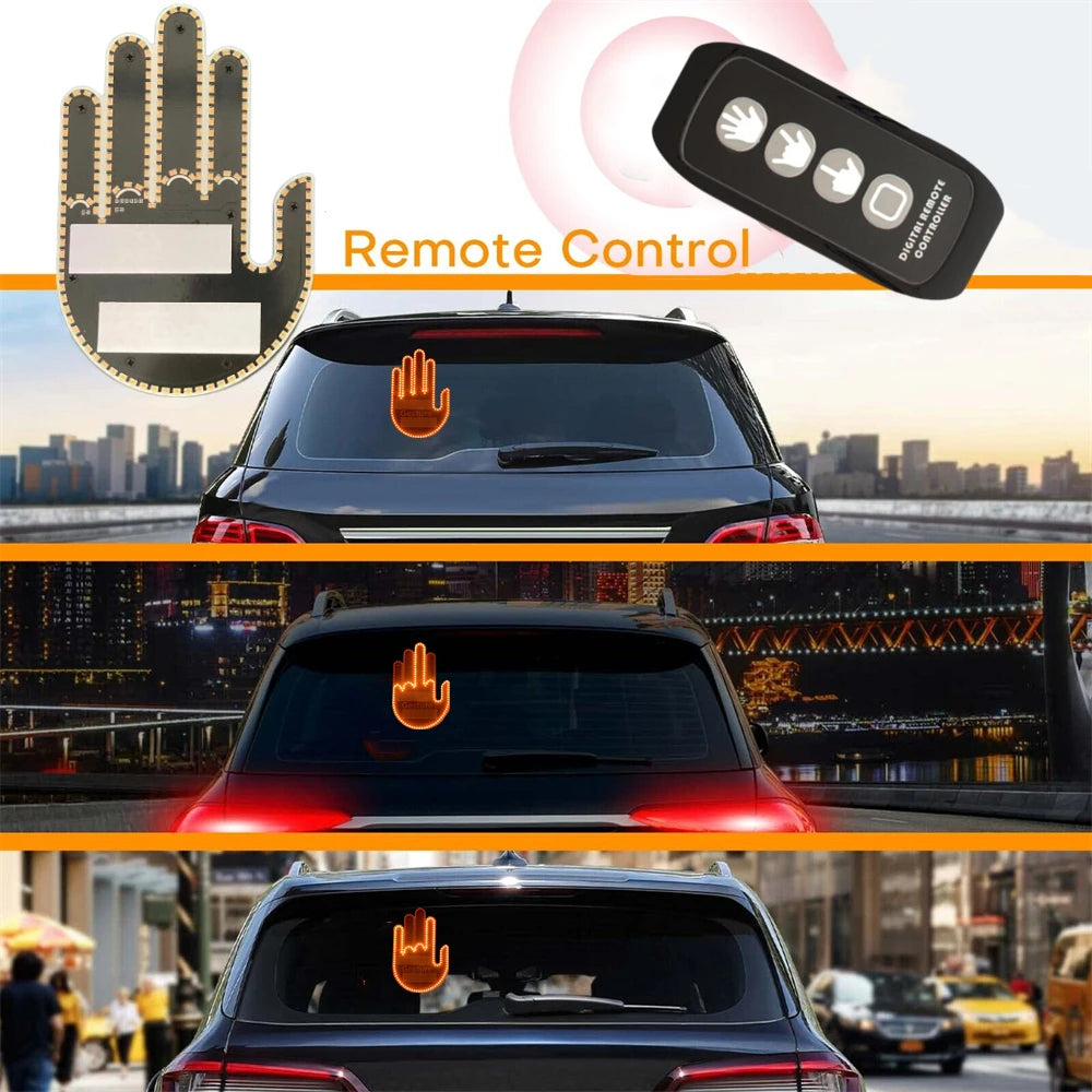 Finger Light for Car Gesture LED Car Middle Finger Back Window Car Sign LED Hand for Car - DriveNova