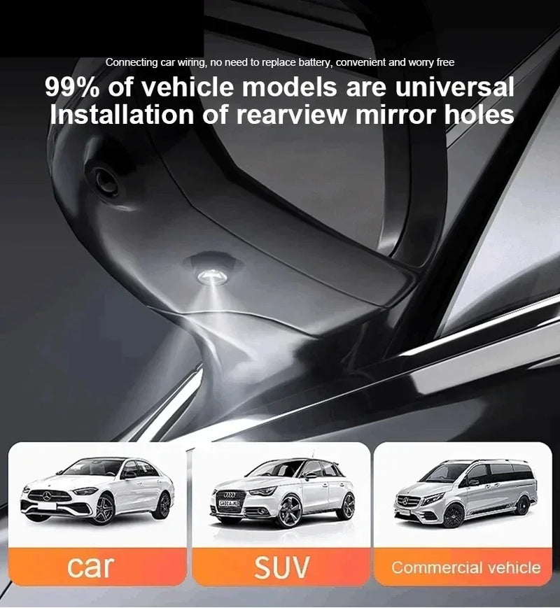 1Pair Car Angel Wings Welcome Light Dynamic Rearview Mirror Carpet Light Led Ambient Light Decorative Atmosphere 12V Universal - DriveNova