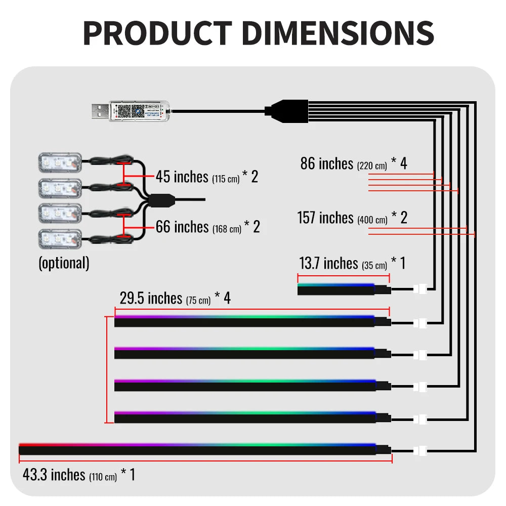 Symphony Car Ambient Light: Intelligent RGB LED Interior Lighting System for Vehicles - DriveNova