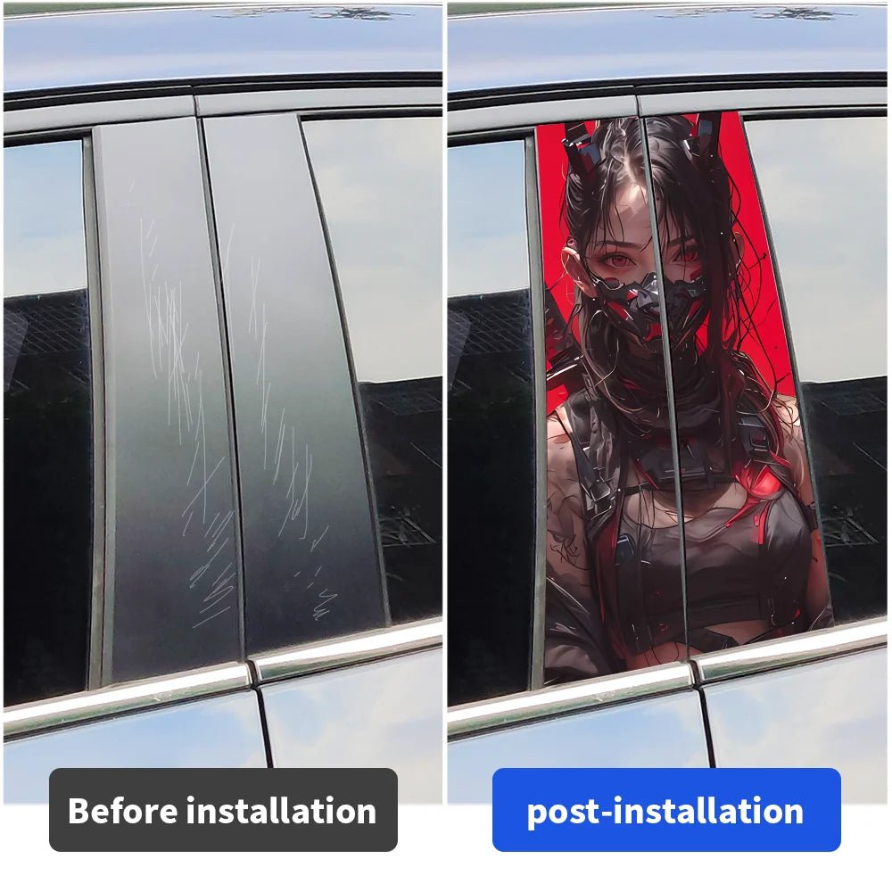 Female Samurai Car Stickers - Waterproof Vinyl Decals for Auto B-Pillar and Center Column Protection and Decoration - DriveNova