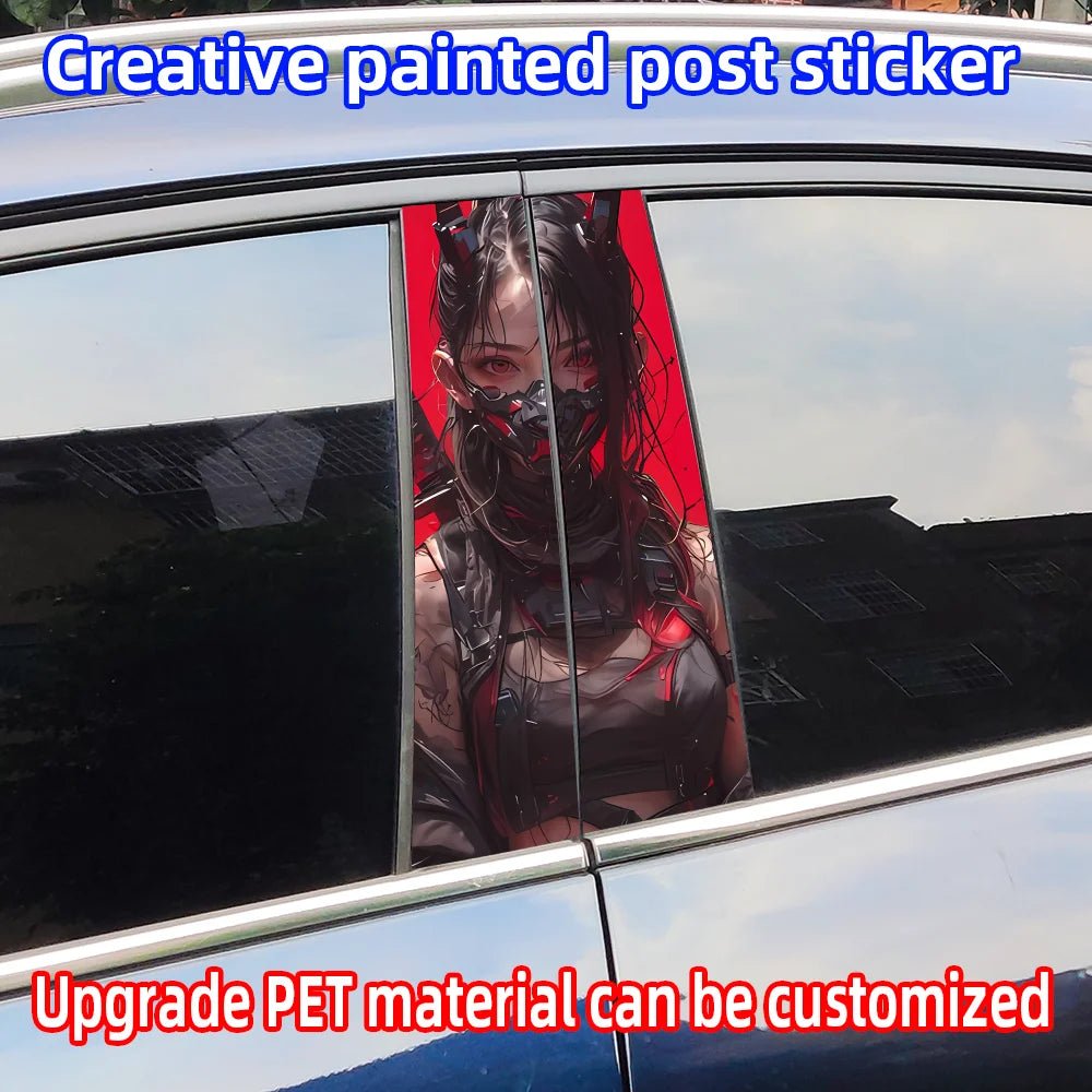 Female Samurai Car Stickers - Waterproof Vinyl Decals for Auto B-Pillar and Center Column Protection and Decoration - DriveNova