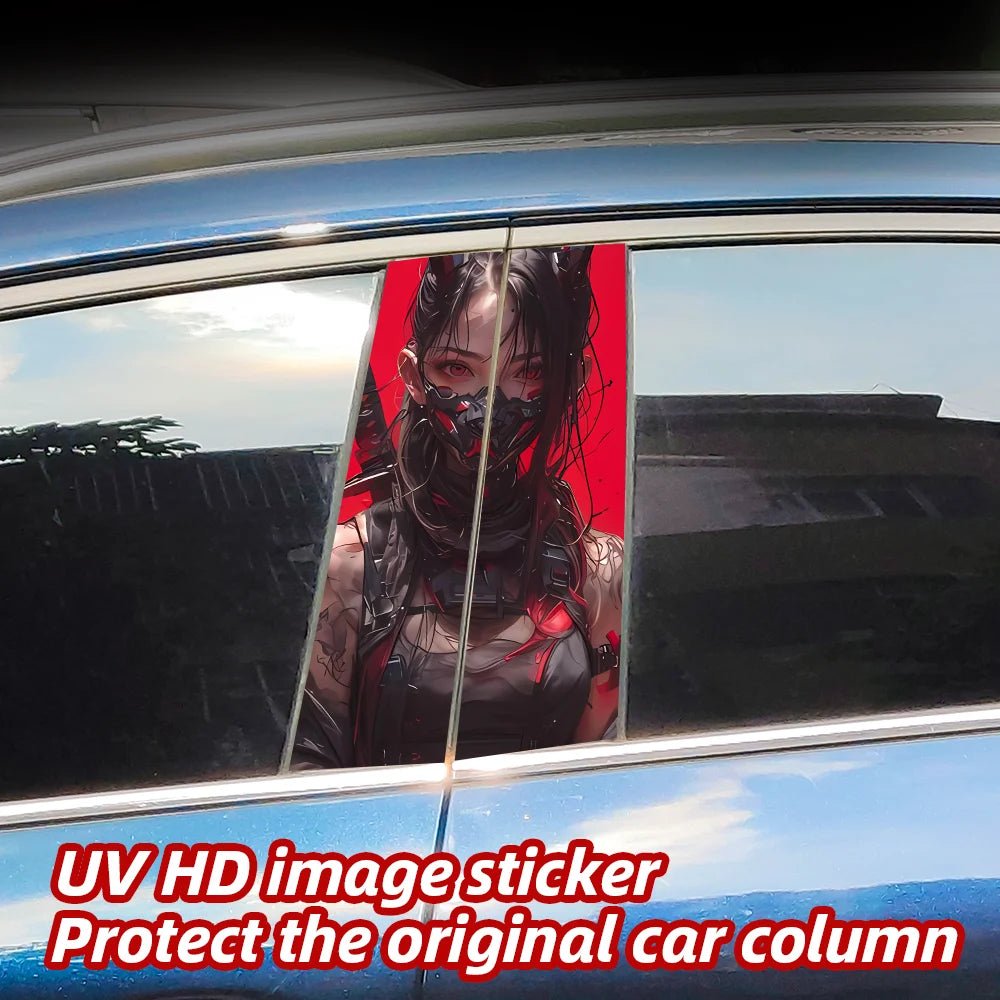Female Samurai Car Stickers - Waterproof Vinyl Decals for Auto B-Pillar and Center Column Protection and Decoration - DriveNova