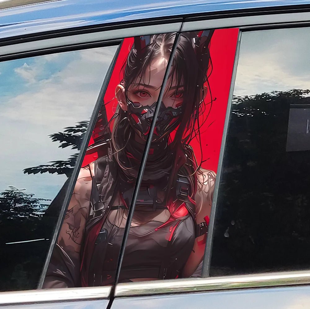 Female Samurai Car Stickers - Waterproof Vinyl Decals for Auto B-Pillar and Center Column Protection and Decoration - DriveNova