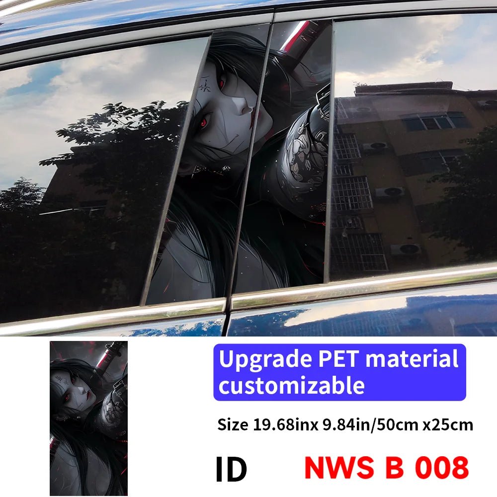 Female Samurai Car Stickers - Durable Waterproof Vinyl Decals for B-Pillar and Center Column Protection and Aesthetic Enhancement - DriveNova
