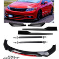Front Bumper Lip Spoiler Splitter and Side Skirt Kit - Anti-Collision ABS Chin Spoiler Diffuser Protector for Vehicles Up to 1.9M Wide - DriveNova