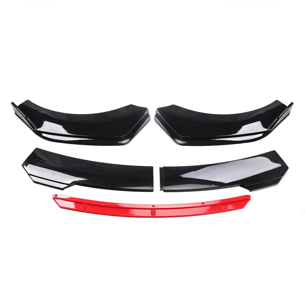 Front Bumper Lip Spoiler Splitter and Side Skirt Kit - Anti-Collision ABS Chin Spoiler Diffuser Protector for Vehicles Up to 1.9M Wide - DriveNova