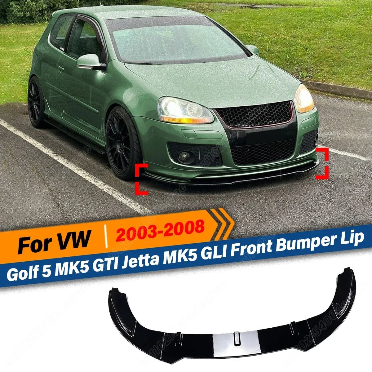 Front Bumper Spoiler Lip Diffuser Guard Protector Body Kit for VW Golf MK5 GTI and Jetta MK5 (2003-2008) - DriveNova