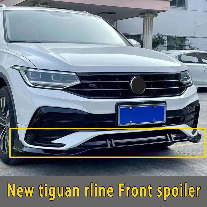 Front Spoiler Body Kit for VW Tiguan 2020-2022 - RS Bright Black Sports Spoiler and R-Line Bumper Accessories - DriveNova