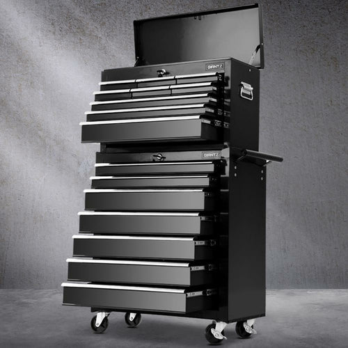 Giantz 16 Drawer Tool Box Cabinet Chest Trolley Toolbox Garage Storage - DriveNova