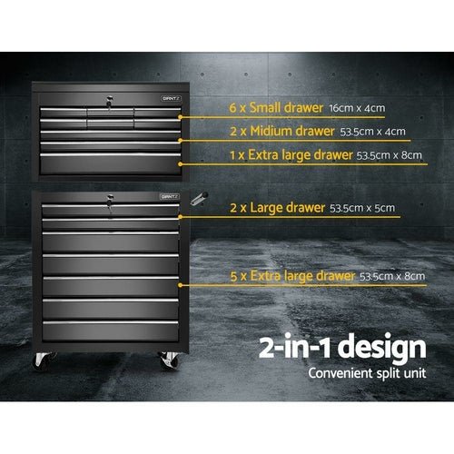 Giantz 16 Drawer Tool Box Cabinet Chest Trolley Toolbox Garage Storage - DriveNova