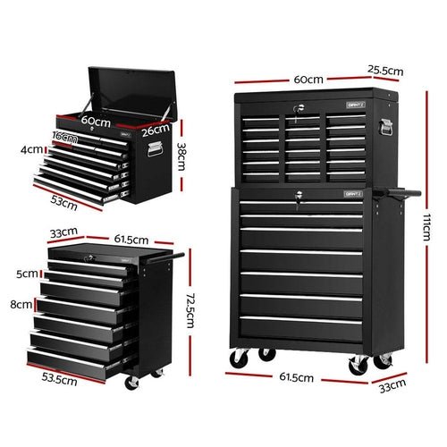 Giantz 17 Drawer Tool Box Cabinet Chest Trolley Toolbox Garage Storage - DriveNova