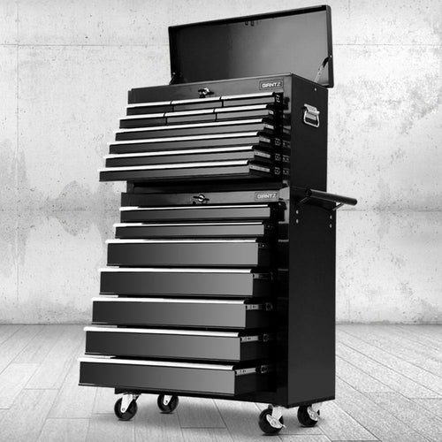 Giantz 17 Drawer Tool Box Cabinet Chest Trolley Toolbox Garage Storage - DriveNova