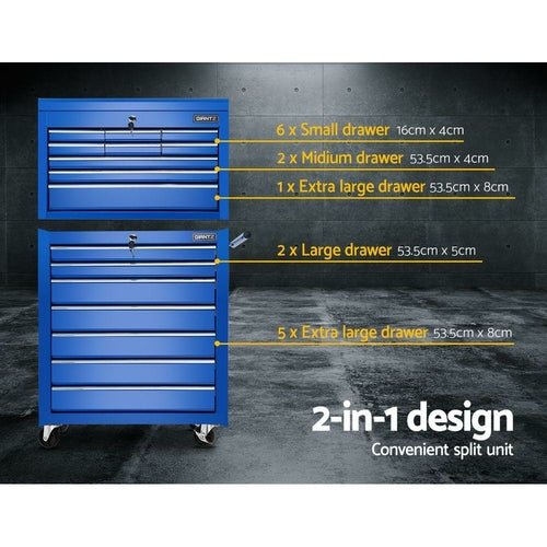 Giantz Tool Chest and Trolley Box Cabinet 16 Drawers Cart Garage - DriveNova