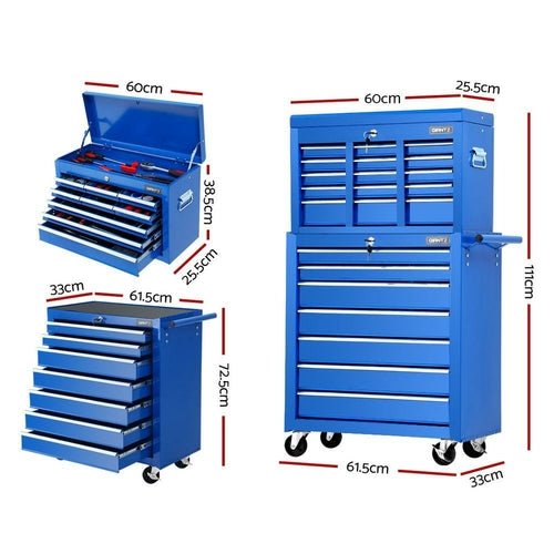 Giantz Tool Chest and Trolley Box Cabinet 16 Drawers Cart Garage - DriveNova