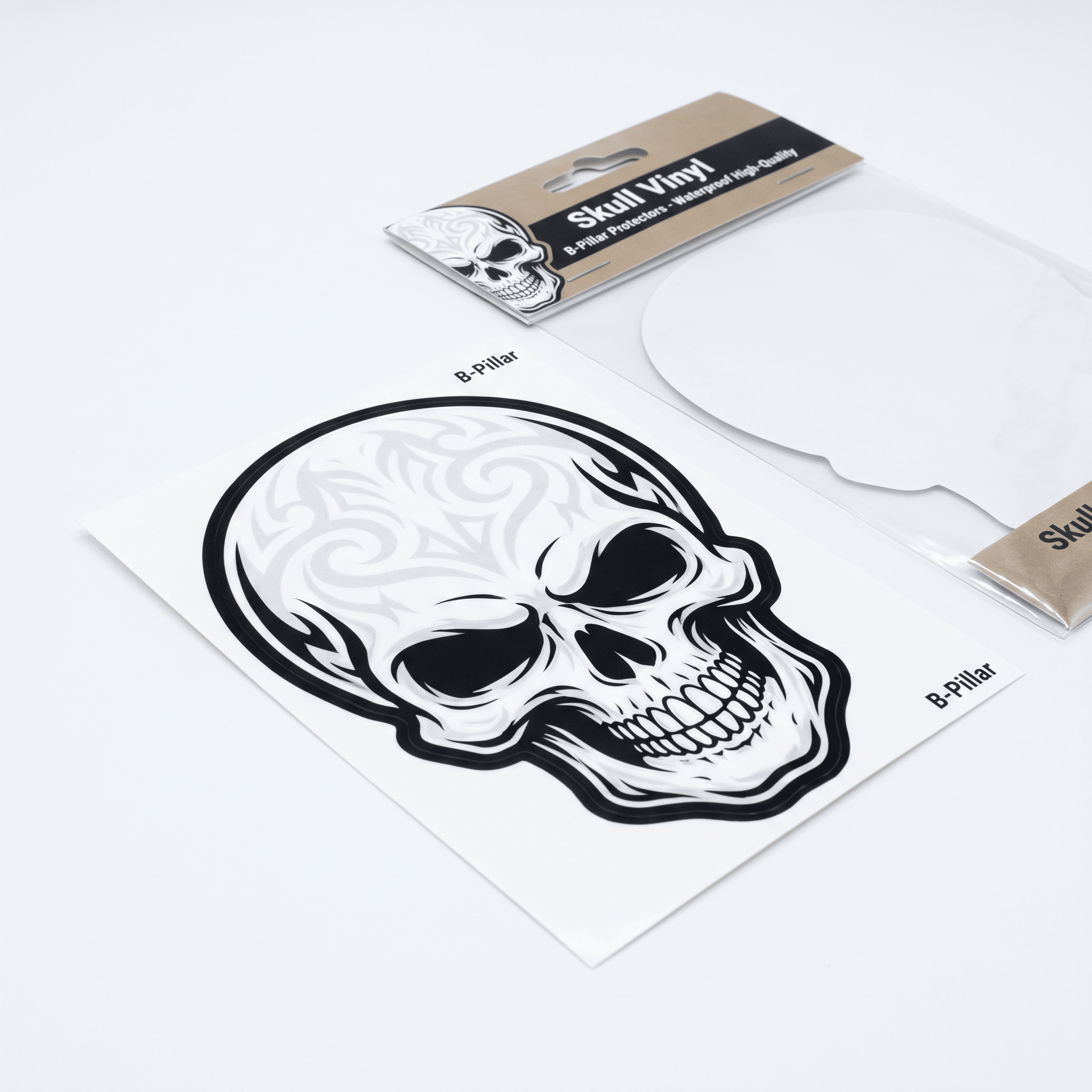 High-Quality Waterproof Vinyl Skull Car Stickers for B-Pillar Protection and Aesthetic Appeal - DriveNova