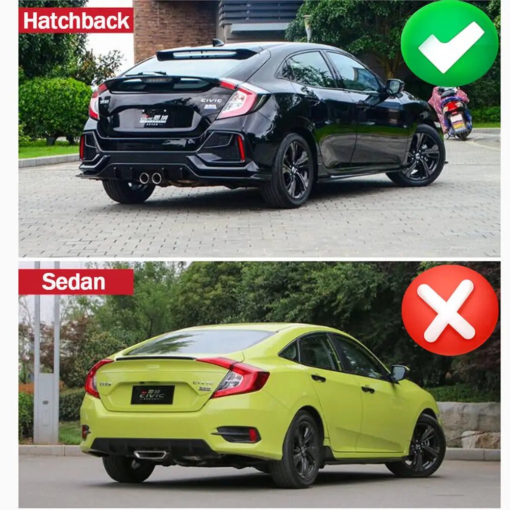 Honda Civic Hatchback 2016-2021 Type R Style Gloss Black Rear Trunk Spoiler Wing Diffuser - DriveNova