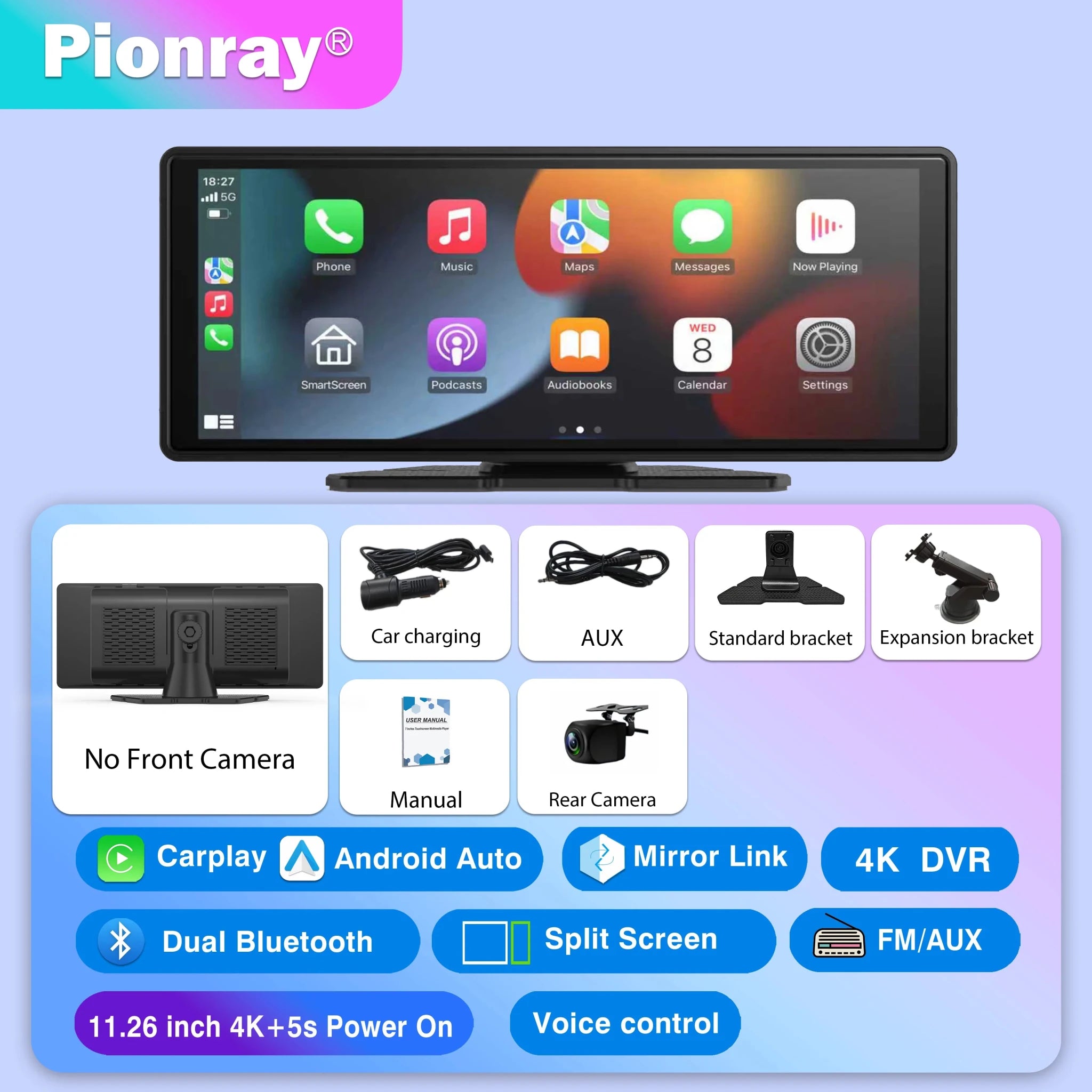 Pionray 7/10 inches android auto Universal Portable CarPlay for Car Screen Car Radio Video Wireless Carplay Screen for Apple - DriveNova