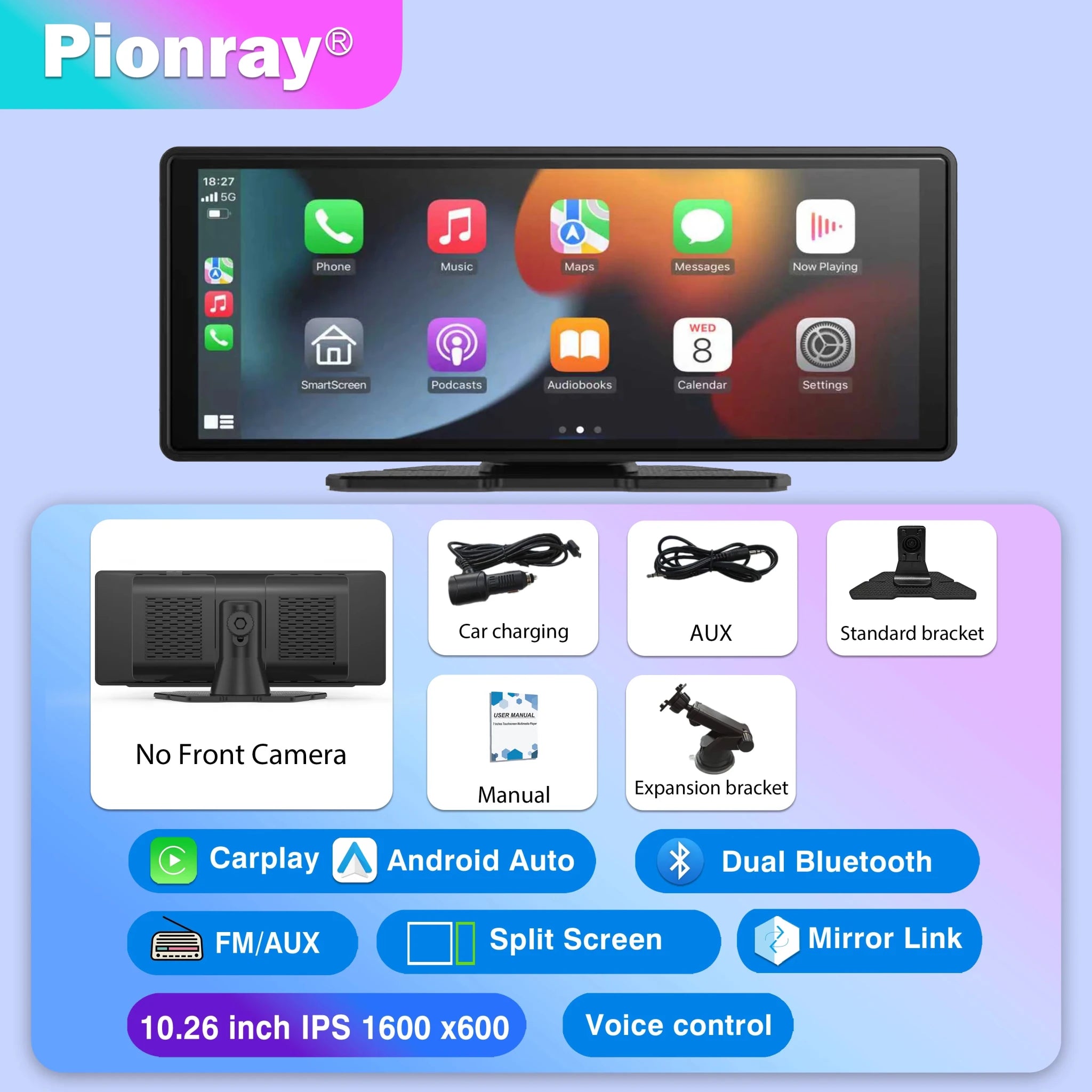 Pionray 7/10 inches android auto Universal Portable CarPlay for Car Screen Car Radio Video Wireless Carplay Screen for Apple - DriveNova