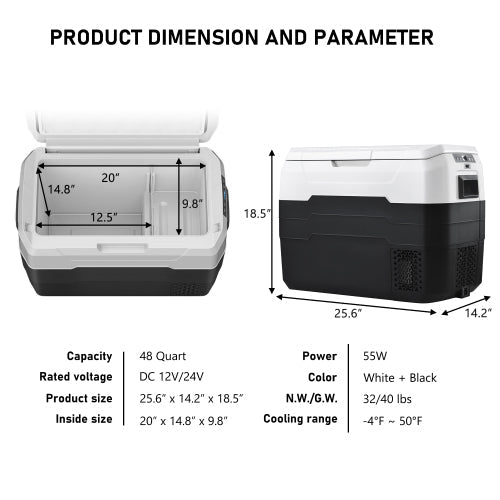 Portable Car Fridge Freezer Cooler with 12/24V DC Travel Refrigerator - DriveNova