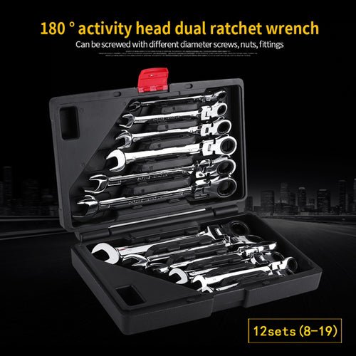 Pro Spanner Wrench Ratchet Polished Set Kit Metric 8 -19mm Car Tools - DriveNova
