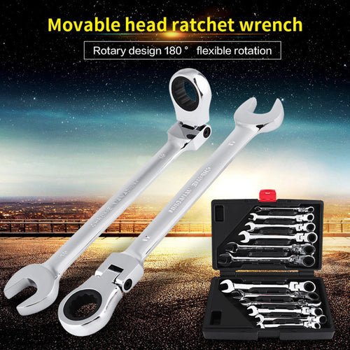 Pro Spanner Wrench Ratchet Polished Set Kit Metric 8 -19mm Car Tools - DriveNova