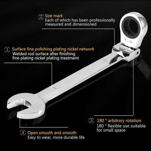 Pro Spanner Wrench Ratchet Polished Set Kit Metric 8 -19mm Car Tools - DriveNova
