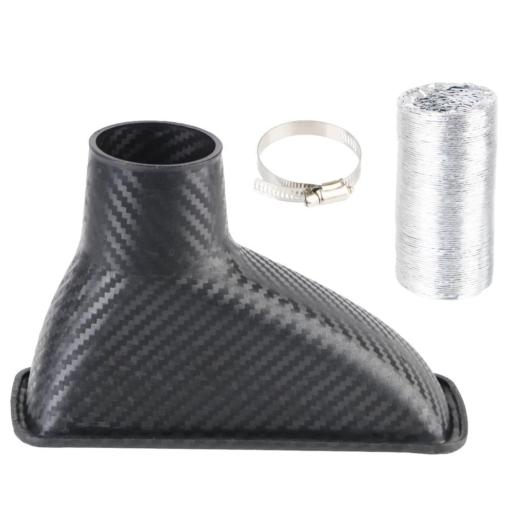 Turbo Air Inlet Tuyere Car Front Bumper Air Intake System Universal Round/Square Nozzles Air Vent Tube Kit Air Funnel Pipe Set - DriveNova