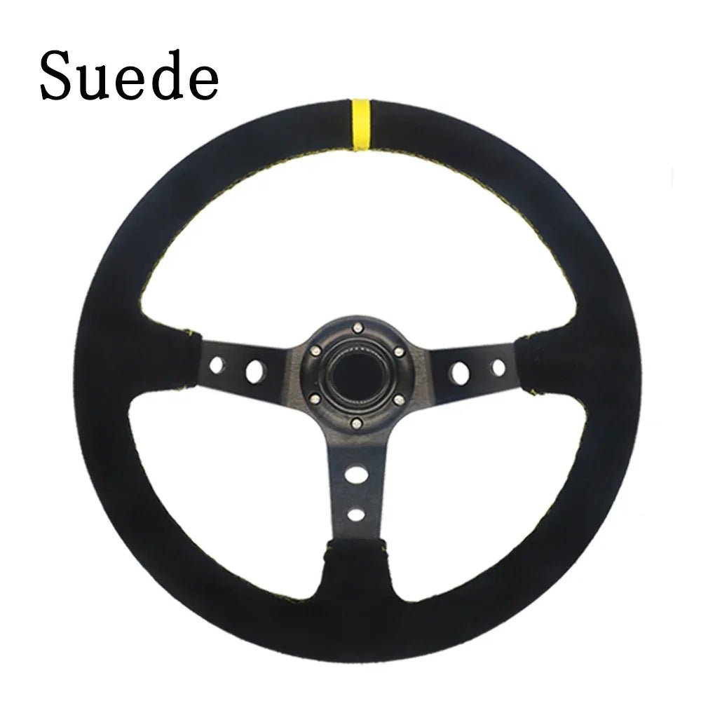 Universal 350MM High-Quality Suede and PVC Steering Wheel for Drift Racing - DriveNova