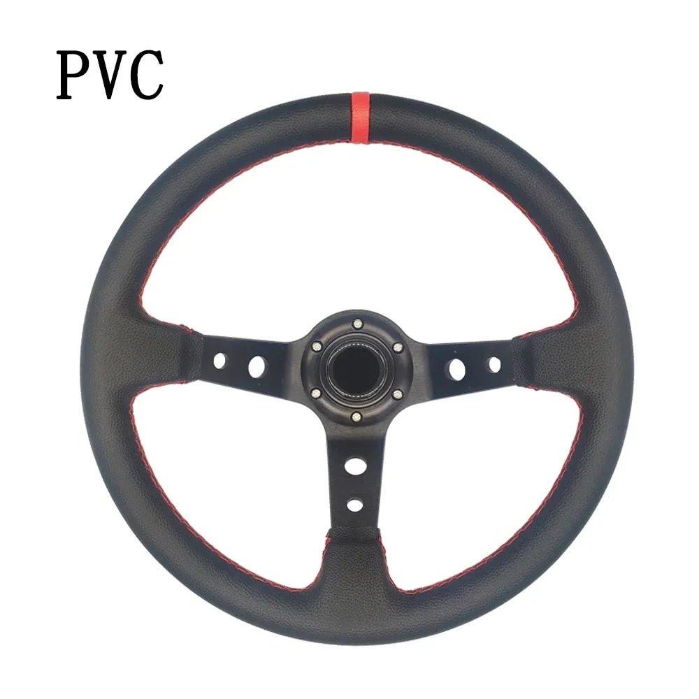 Universal 350MM High-Quality Suede and PVC Steering Wheel for Drift Racing - DriveNova