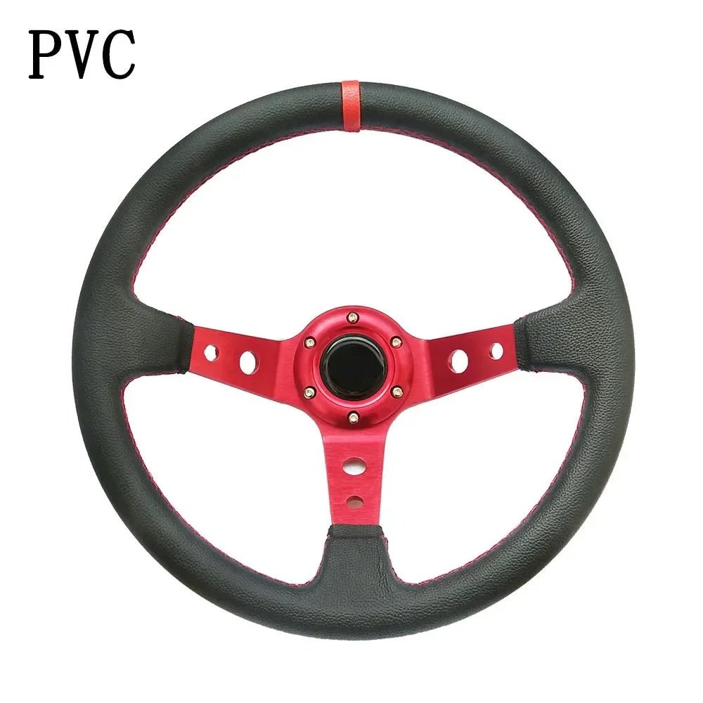 Universal 350MM High-Quality Suede and PVC Steering Wheel for Drift Racing - DriveNova