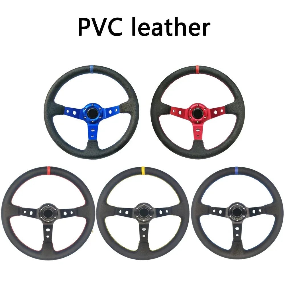Universal 350MM High-Quality Suede and PVC Steering Wheel for Drift Racing - DriveNova