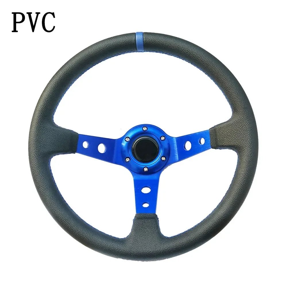 Universal 350MM High-Quality Suede and PVC Steering Wheel for Drift Racing - DriveNova