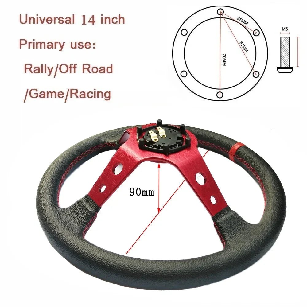 Universal 350MM High-Quality Suede and PVC Steering Wheel for Drift Racing - DriveNova