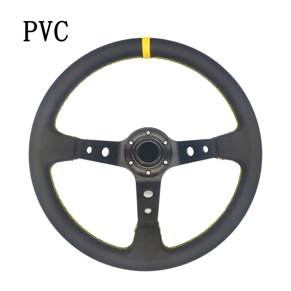 Universal 350MM High-Quality Suede and PVC Steering Wheel for Drift Racing - DriveNova