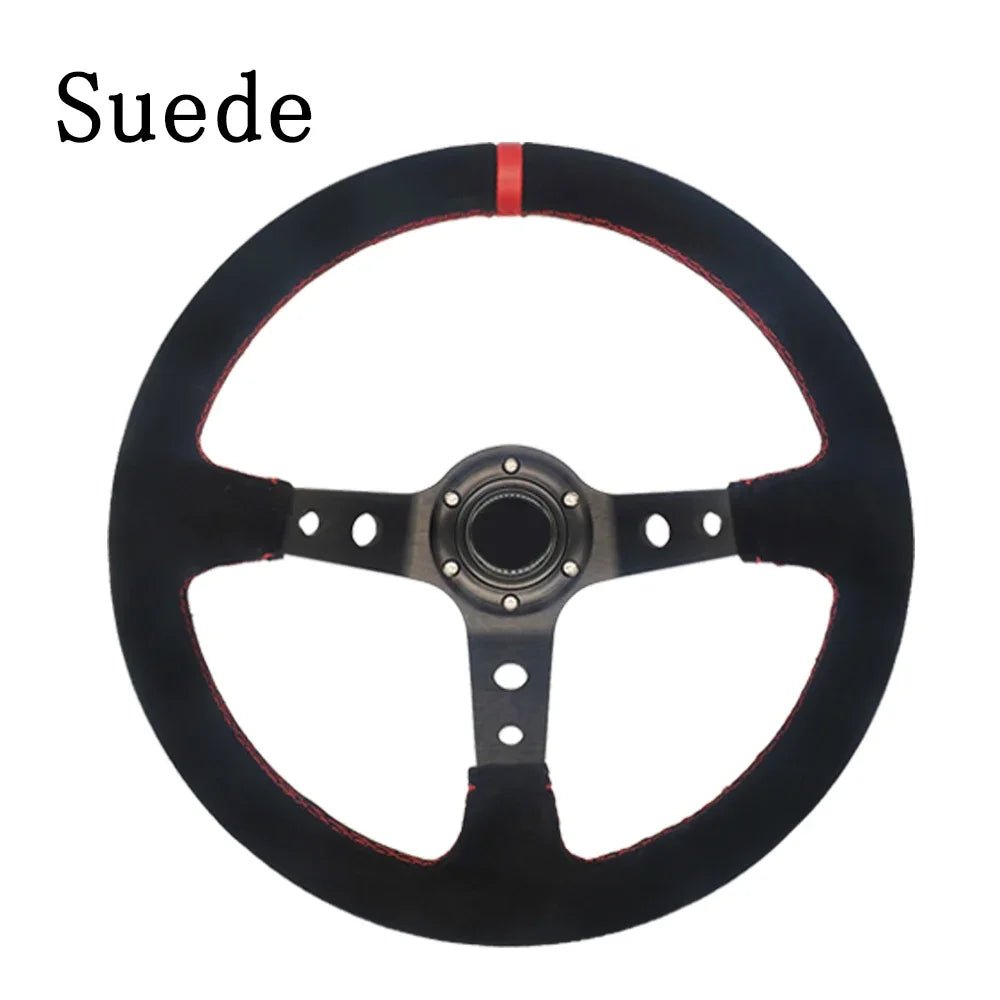 Universal 350MM High-Quality Suede and PVC Steering Wheel for Drift Racing - DriveNova