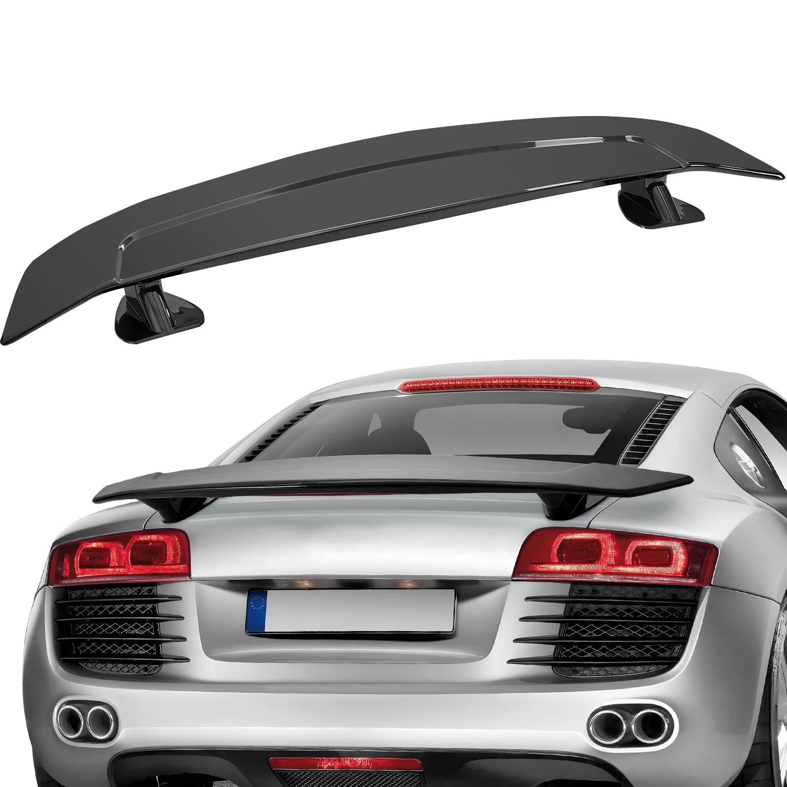 Universal 46.3-Inch GT Wing Car Spoiler for Sedans and Coupes - High Strength ABS Material in Black - DriveNova