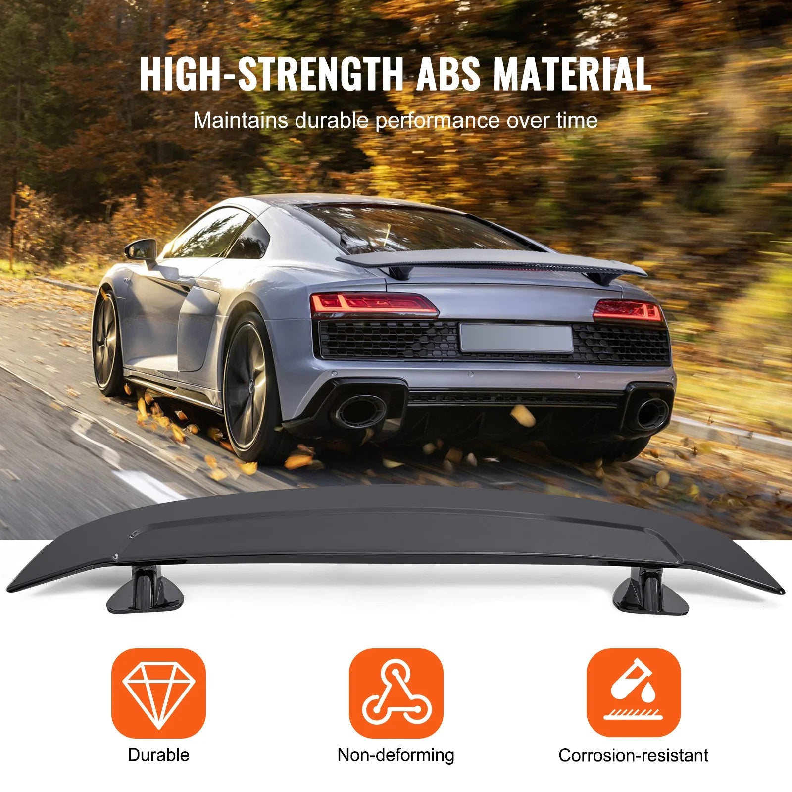 Universal 46.3-Inch GT Wing Car Spoiler for Sedans and Coupes - High Strength ABS Material in Black - DriveNova