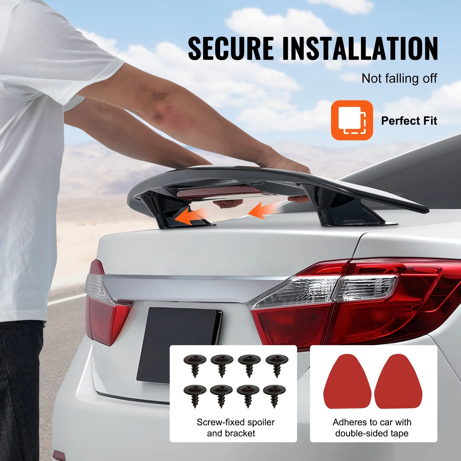 Universal 46.3-Inch GT Wing Car Spoiler for Sedans and Coupes - High Strength ABS Material in Black - DriveNova