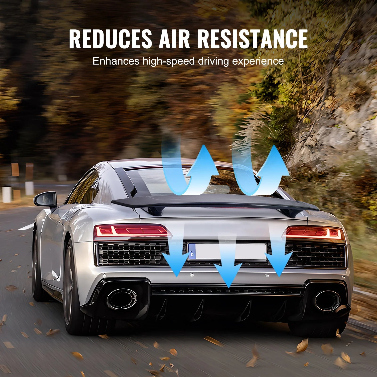 Universal 46.3-Inch GT Wing Car Spoiler for Sedans and Coupes - High Strength ABS Material in Black - DriveNova