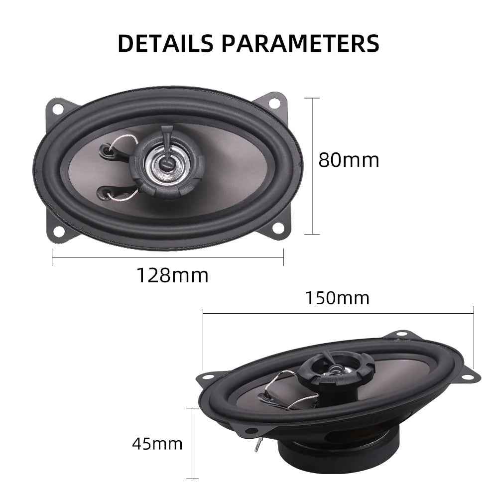 Universal 4x6 Inch High Power Car Coaxial Speakers - Full Range Audio Stereo System with Non-Destructive Installation - DriveNova
