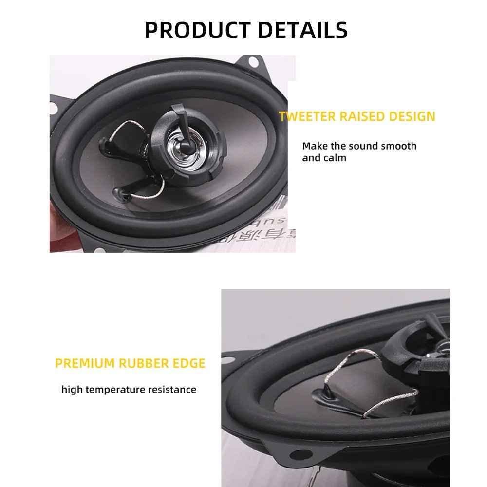 Universal 4x6 Inch High Power Car Coaxial Speakers - Full Range Audio Stereo System with Non-Destructive Installation - DriveNova
