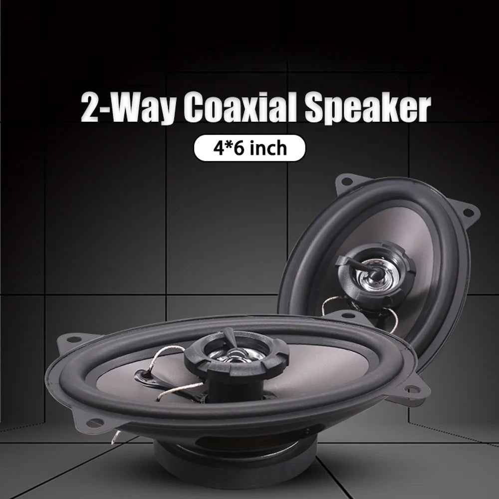 Universal 4x6 Inch High Power Car Coaxial Speakers - Full Range Audio Stereo System with Non-Destructive Installation - DriveNova