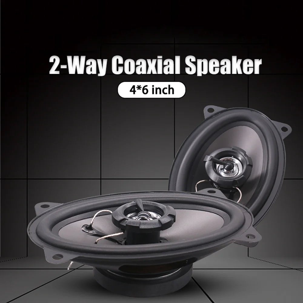 Universal 4x6 Inch High Power Car Coaxial Speakers - Full Range Audio Stereo System with Non-Destructive Installation - DriveNova