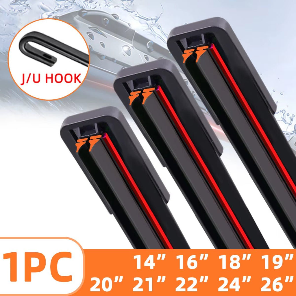 Universal Double Rubber J/U-Shaped Wiper Blade for Front Windshield Cleaning - 1 Piece - DriveNova