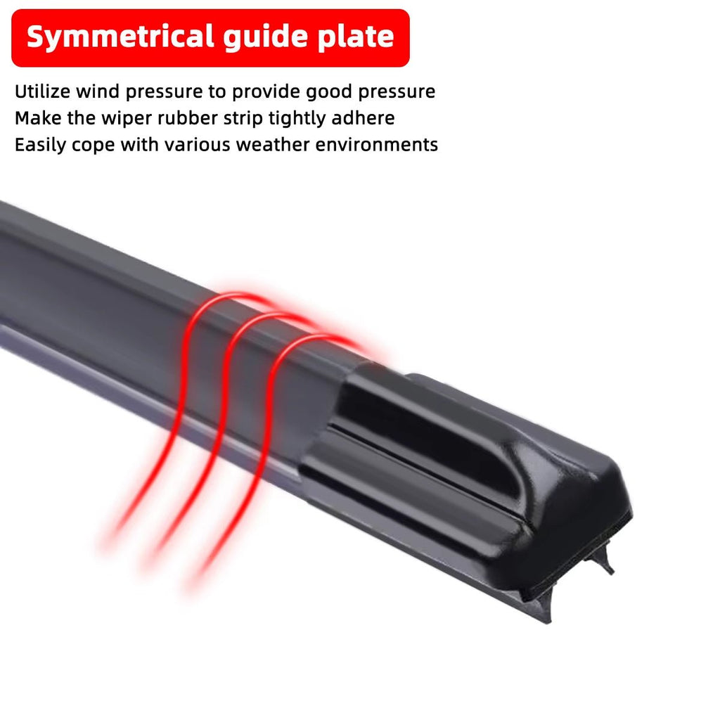 Universal Double Rubber J/U-Shaped Wiper Blade for Front Windshield Cleaning - 1 Piece - DriveNova